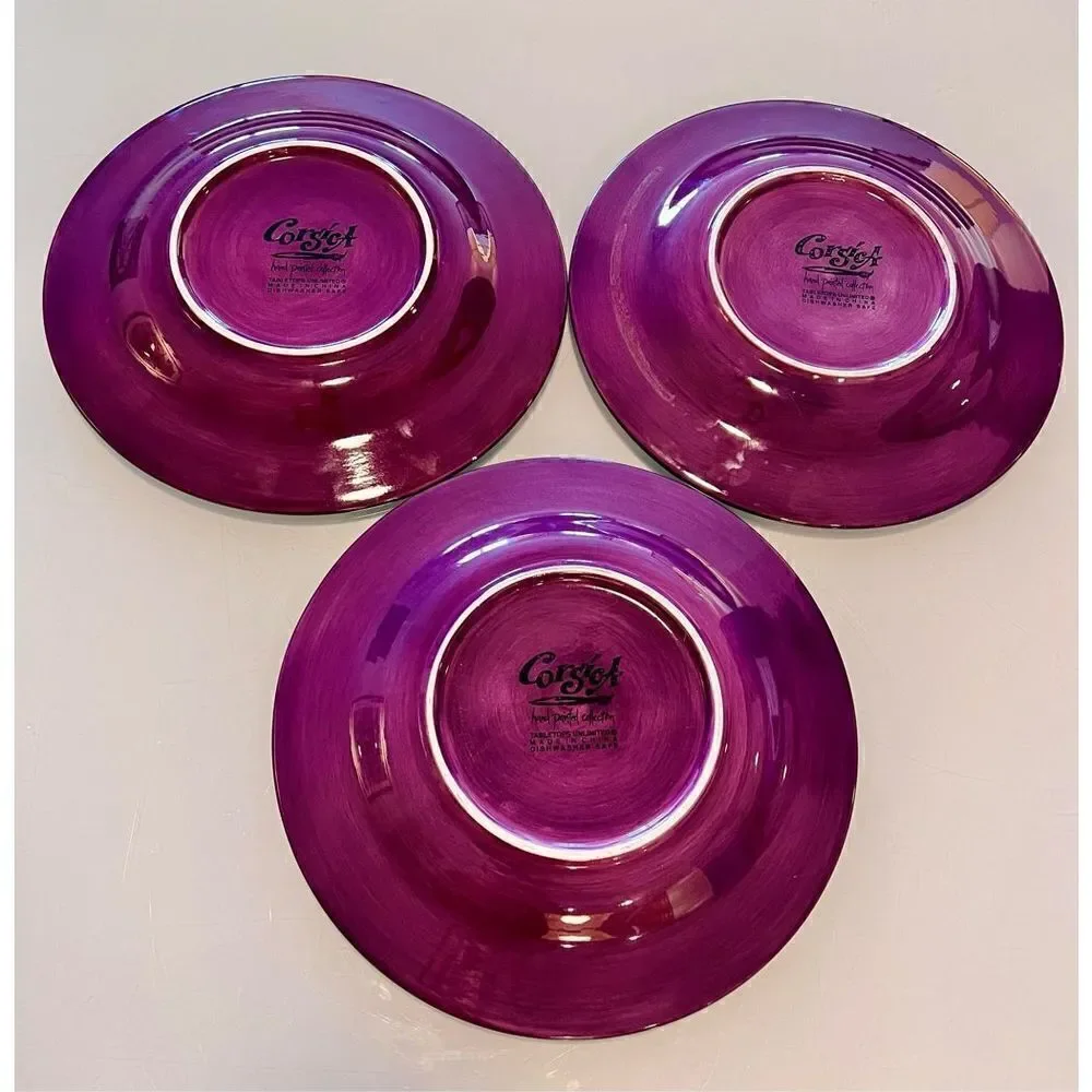 Corsica Home 11 1/4 Dinner Plate Hand Painted Eggplant/Purple Set Of 2